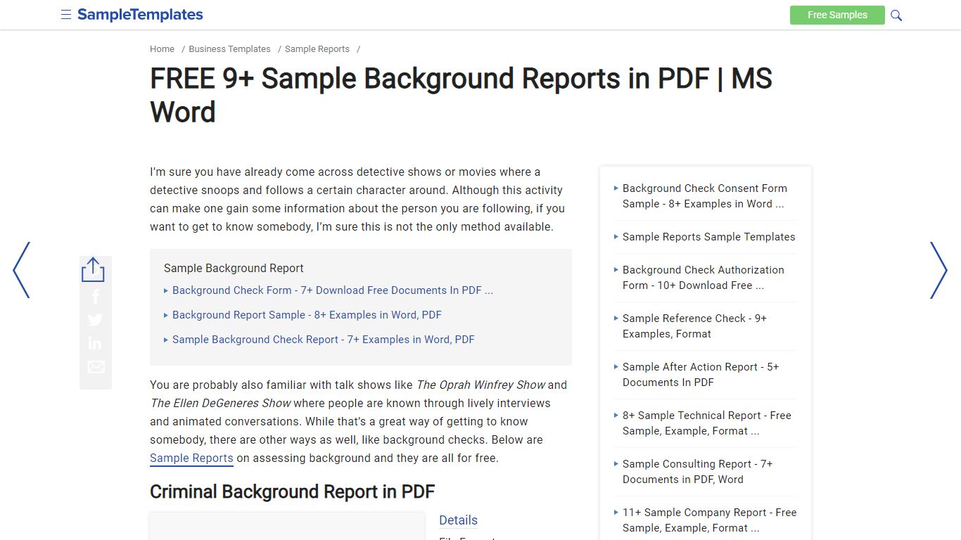 FREE 9+ Sample Background Reports in PDF | MS Word